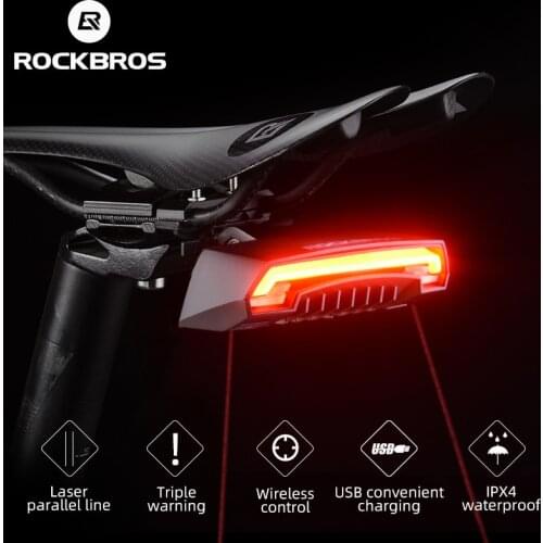 ROCKBROS Waterproof USB Charging Bike Tail Light Wireless Remote Control Turn Sign MTB LED Bicycle Laser Rear Light Accessories