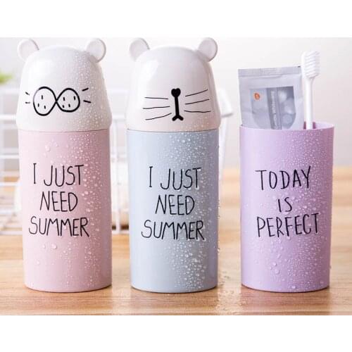 Potable Plastic Travel Necessary 1 PC Bathroom Accessories Set Toothpaste Storage Cup Toothbrush Holder Cartoon Water Bottle