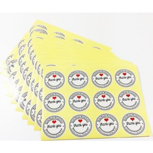 1000 Pcs/lot Wholesale Round White THANK YOU sealing Label Stickers Handmade With Love For Shops Wedding Party Gifts Letter Sael