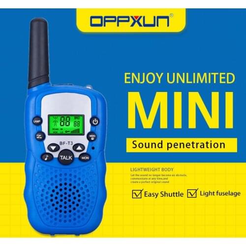 2Pcs OPPXUN T388 Kids Mini Walkie Talkie Children 22CH 0.5W Portable Ham Radio Station Cb UHF Headset Transceiver Christmas Gift