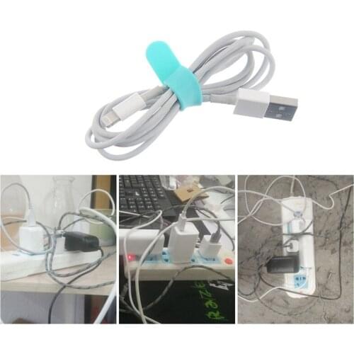 20pcs USB Wire Cable Tie Silicone Organizer Winder Straps Headphones Soft Tape Utensil Organize Storage Holder Earphone Clips