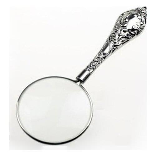 3.5X Vintage Metal Magnifying Glass Handle Magnifier for Reading