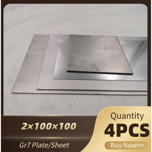 4pcs Gr7 TA9 Ti-0.2Pd Titanium Alloy Plate Ti Sheet 2*100*100mm For DIY OEM Metalworking Supplies