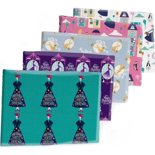 50*145CM Fabric Poppins Cartoon Character Printed Polyester Cotton Twill Fabric Patchwor Printed