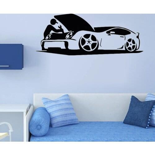 Auto Car Repair Wall Sticker Home Decor Bedroom Wall Decals Vinyl Window Wallpaper Boys Room Decoration Wall Art Murals Poster