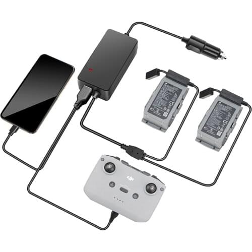 Mavic Air 2 Car Charger Multifunction 4 in 1 Car Charger for DJI Mavic Air 2 Battery and Remote Controller