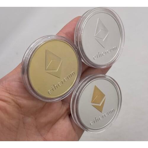 CO11 ETH Ethereum Coin Metal Physical Gold or Silver Commemorative Digital Money Crypto Coin We Trust in Digital Fans Collection
