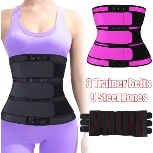 Women Neoprene Reducing Girdles Waist Trainers Body Shaper Corset Slimming 3 Belt Waist Trainer Weight Loss Sauna Sweat Belts