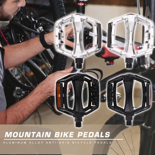Sealed Bearing Pedals Flat Pedal 2pcs Anti-slip MTB Bike Pedal Aluminum Alloy Bicycle Reflective Hollowed Pedals