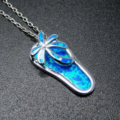 Hawaii Silver Jewelry Coconut Palm Tree flip flops Pendant 925 Sterling Silver Women Pendant Necklace