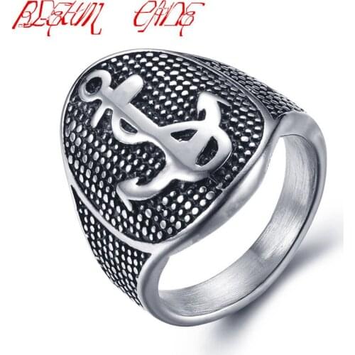 Hiphop/Rock Anchor Ring Stainless Steel men Jewelry Ring Rock Punk Party Biker Anchor Ring anel masculino
