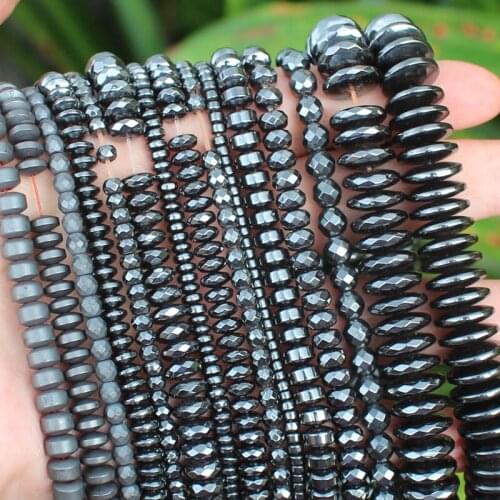 Natural Hematite Round Facted Rondeel space beads, For DIY Necklace Bracelat Jewelry Making