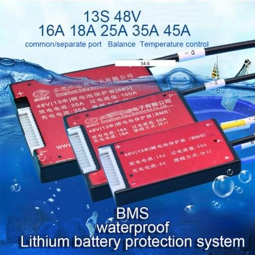 Customized 13s 48v 18A 80A 25A 35A 45A 60A Bms Li-ion 30A 48v 100A Waterproof with Balance Lipo Board Ithium Polymer Battery BMS