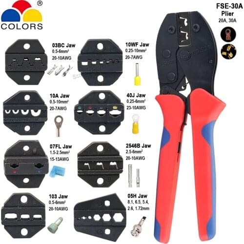 20A 30A Copper Circular Splice Terminals Crimping Plier Cable Lug Wire Open Connector Replaceable Jaw Die Hand Tools Kit Sets