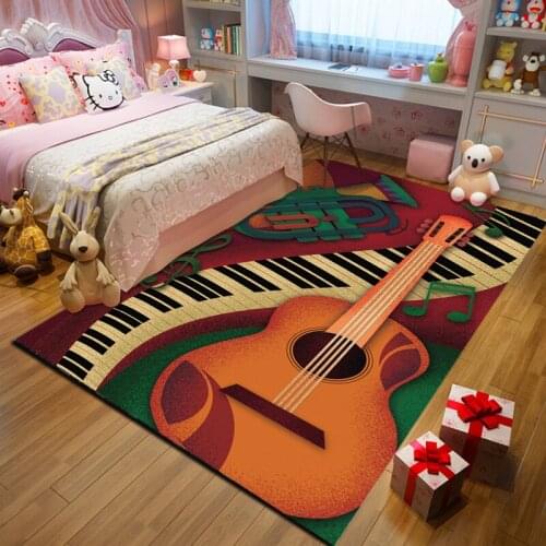 Cartoon cute guitar carpet floor mats home bedroom living room rugs for childrens room crawling pink carpet grey parlor tapete