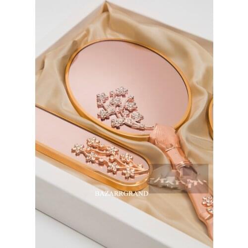 AWESOME GIFT IN GREAT COLOR Your comb set TEXTILE Bronze Luxury Quadruple Mirror Comb Set Dowry Set GOLD free SHIPPING