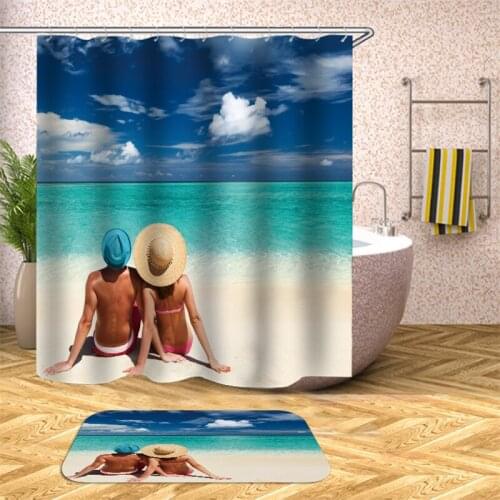 New Elegant Products 2020 Shower Curtain Beach Clear On The Window To The Bathroom Curtain And Shower Mat Set