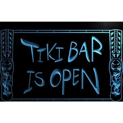 S110 Tiki Bar Open Mask Pub New Led Light Sign