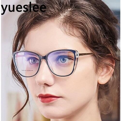 46960 Tr90 Plastic Titanium Cat Eye Glasses Frame Men Women Optical Fashion Anti Blue Computer Eyeglasses