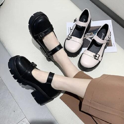 One Word Buckle Mary Jane Womens Shoes High-Heeled Small Leather Shoes Spring And Autumn New Jk Japanese Lolita Shoes