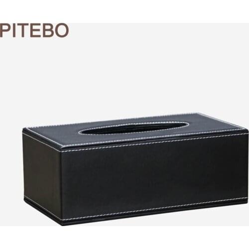 PITEBO Tuba Home PU Leather Large Anti-moisture Rectangular Tissue Paper napkin Box case Household Office Holder 25x14x10cm
