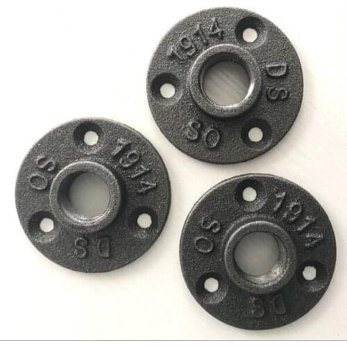4pcs/lot BSP thread Malleable Iron Pipe Fittings Wall Mount Floor Antique Retro style Flange Hardware Tool Iron casting Flanges