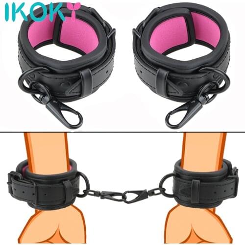 Sexy Adjustable Leather Handcuffs For Sex Toys For Woman Couples Hang Buckle Link Bdsm Bondage Restraints Exotic Accessories