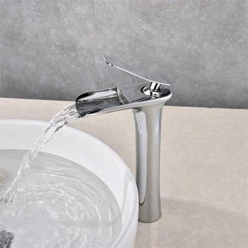 VOGVIGO Waterfall faucet bathroom semi-open nozzle high basin faucet for basin chrome plating corrosion G1/2