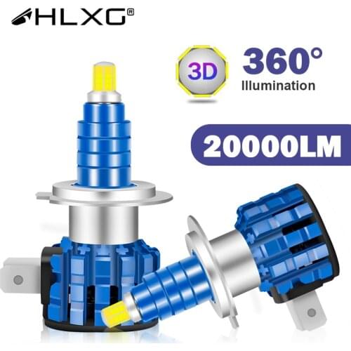 HLXG 360 no dark spot h7 led H11 H4 H9 H8 9005 9006 HB3 HB4 LED auto lamp bulbs headlight wireless 12V 6500K 20000LM car Lights