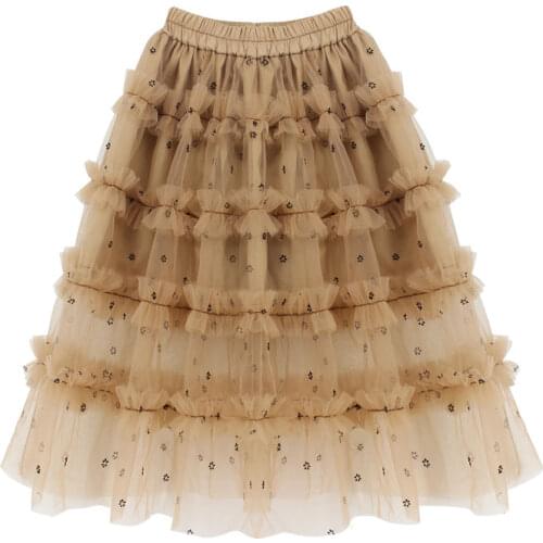 Soft Tulle Girls Skirts Princess Tutu Long Skirts Elastic Waistband Kids Ball Gown Girls Clothes Children Clothing