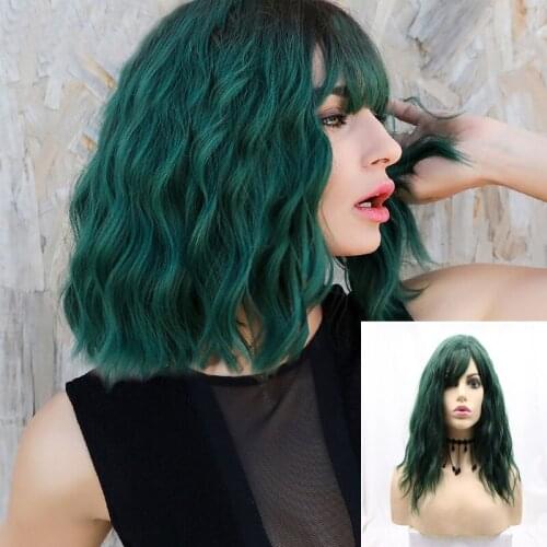 613 Blonde Silver Green Pink Wigs for Women Curly Bob Wave Wig With Bangs Short Synthetic Wig Fake Hair Halloween Cosplay Anime