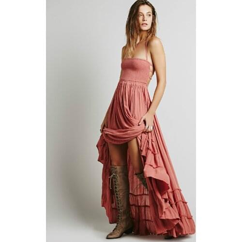 2021 Beach Dress Sexy Dresses Boho Bohemian People Holiday Summer Long Backless Cotton Women Party Spaghetti Straps Vestidos