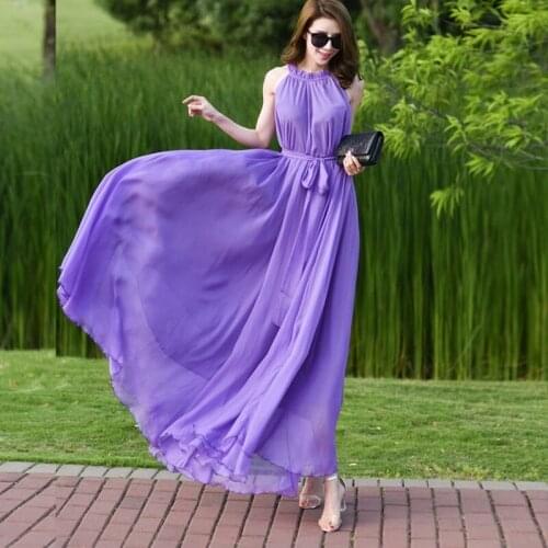 2021 Summer New Women Elegant Vintage Boho Bandage Long Maxi Dresses Sexy Solid Chiffon Party Beach Dress Holiday Sundress Y671