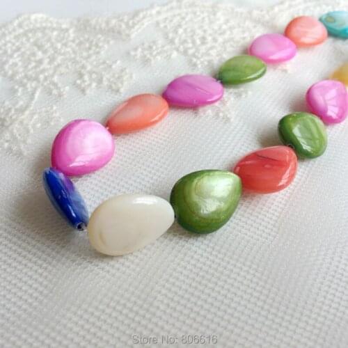 18*13MM 40Pcs Colorful Waterdrop Natural Shell Jewelry Loose Bead Jewellery Charms Beads
