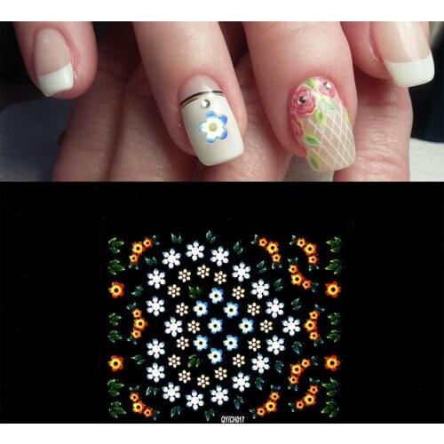 20pcs Multicolor 3D Nail Art Sticker Hollow Decals Mixed Designs Adhesive Flower Nail Tips Dragonfly paper nail set