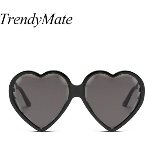 2018 Love Heart Metal Hinge Popular Heart Sharp Women Cat Eye Sunglasses Fashion Red Pink Glasses UV400 5306M