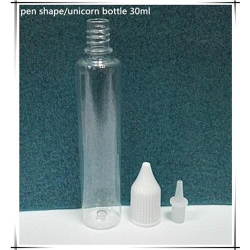 30ml /1oz essential oil bottle PET unicorn pen shape container childproof cap 10pcs/lot