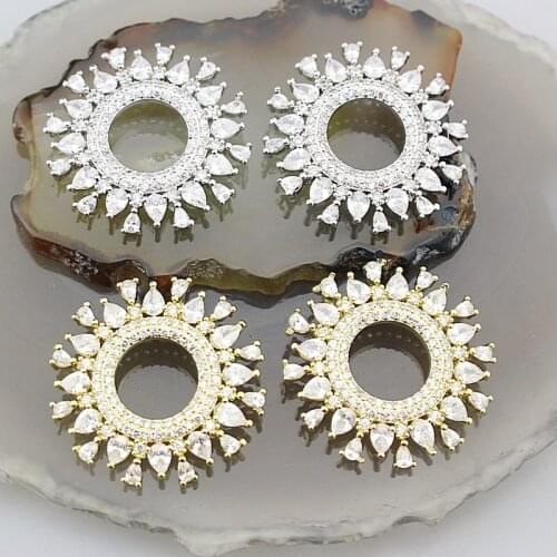 27mm 5pcs/lot Delicate cubic zirconia micro pave charm,plating cz pendant,fashion necklace/earring cheap component