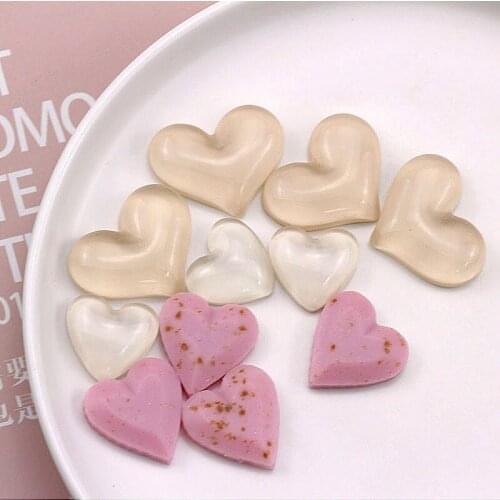 New style 50pcs/lot cartoon hearts shape flatback transparent pink resin beads diy jewelry earring/garment pendant accessory