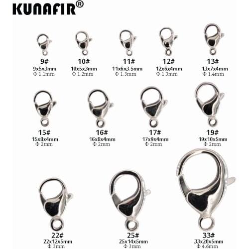 KUNAFIR good polishing 9#-33# 304 stainless steel lobster clasp fashion jewelry accessories parts - Good Quality A