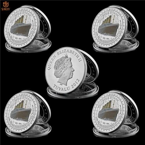 5Pcs Elizabeth II 1912 Titanic Victims Tragedy 100th Anniversary Memories Of Rms Silver Plated Metal Challenge Coins