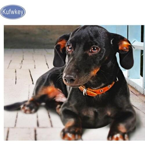 English Cream Miniature Dachshund Shorthaired full Diamond Embroidery,5d Diy Diamond Painting dog,Cross Stitch,Mosaic,animal,art