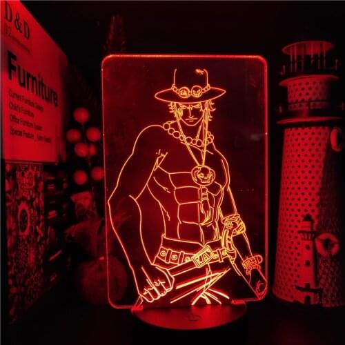 Anime 3d Lamp One Piece Portgas·D· Ace 3D Illusion Led Nightlights ANIME Light Lamp Color Changing Lampara Manga Luminaria Gift