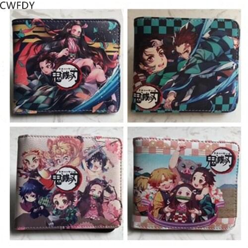 Anime Demon Slayer Kimetsu no Yaiba Long PU Leather Wallet Kamado Tanjirou Nezuko Cartoon Coin Purse For High School Students