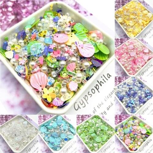 Multi Size Sequin Mix Color Pearl 3-13mm Heart Shell Shape Sequins Paillettes for Nails Art Manicure DIY Wedding Decoration 10g
