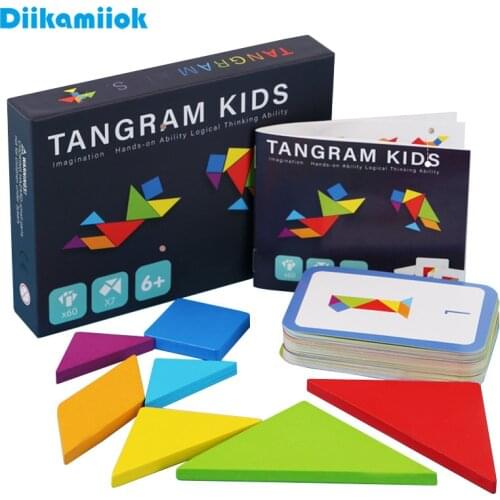 Kids Large Size Wooden 3D Puzzles Baby Educational Toys for Children Fun Geometric Shape Tangram Jigsaw Board Puzzle Wood Toy