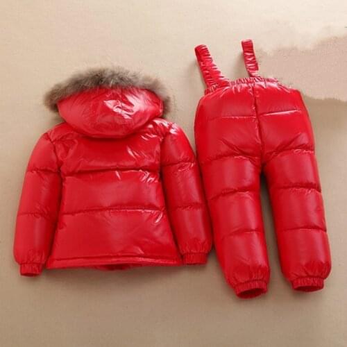 Russian Winter Warm Baby Baby Boys Girls Snowsuit Chidren Duck Down Coats Jacket with Fur Hood Thick Kids Ski Snow Suit Clothes