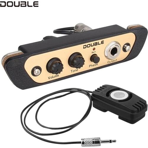 DOUBLE CJ01L Cajon Box Drum Preamp Pickup Musical Instrument Pickup with Mic 1/4 Inch Jack