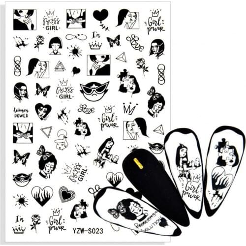 Art Nail Sticker Abstract Face Geometry Design Water Sliders Paper Decoration Manicure Tools For Nail Decals for Nails Water Man