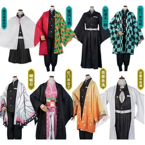 Adult Demon Slayer Kimetsu no Yaiba Kamado Nezuko Cosplay Costume Kimono wig Geta Shoes Japan Anime Halloween Dress Full set